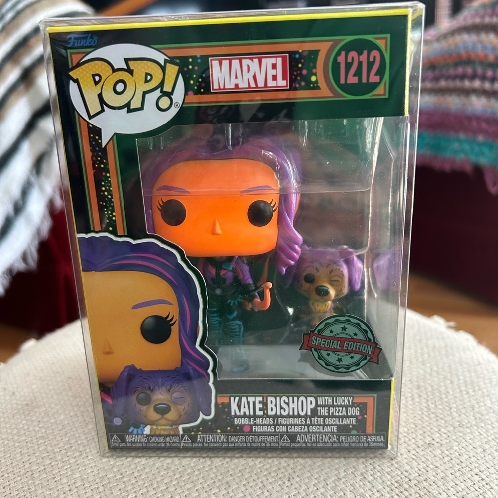 Funko Pop Marvel Kate Bishop with Lucky Pizza Dog #1212 Blacklight